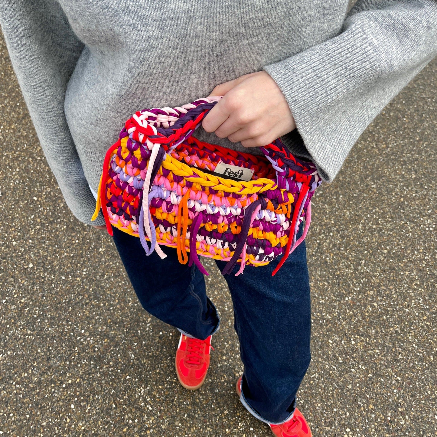 Festnetz 3 CROCHET PATTERN BUNDLE for the Josi, Siggy & Tote Bag, Josi Bag, Lilac Tones, Orange, Red