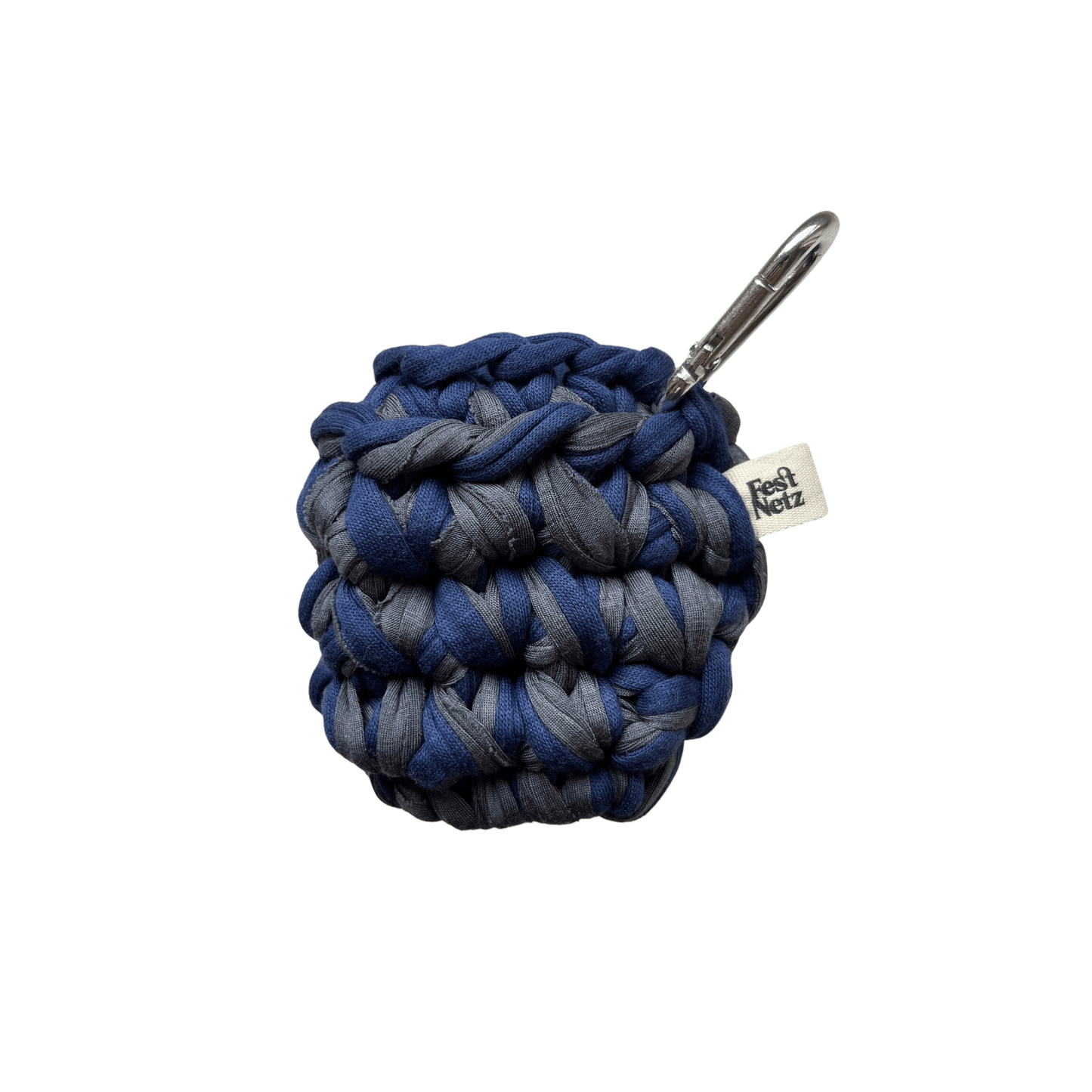 Festnetz LOTTE CASE - Handmade Crochet Headphone Case, Blue & Grey, Back