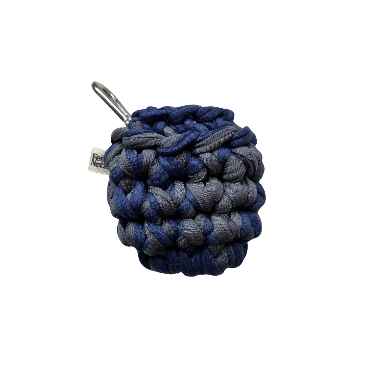 Festnetz LOTTE CASE - Handmade Crochet Headphone Case, Blue & Grey, Front