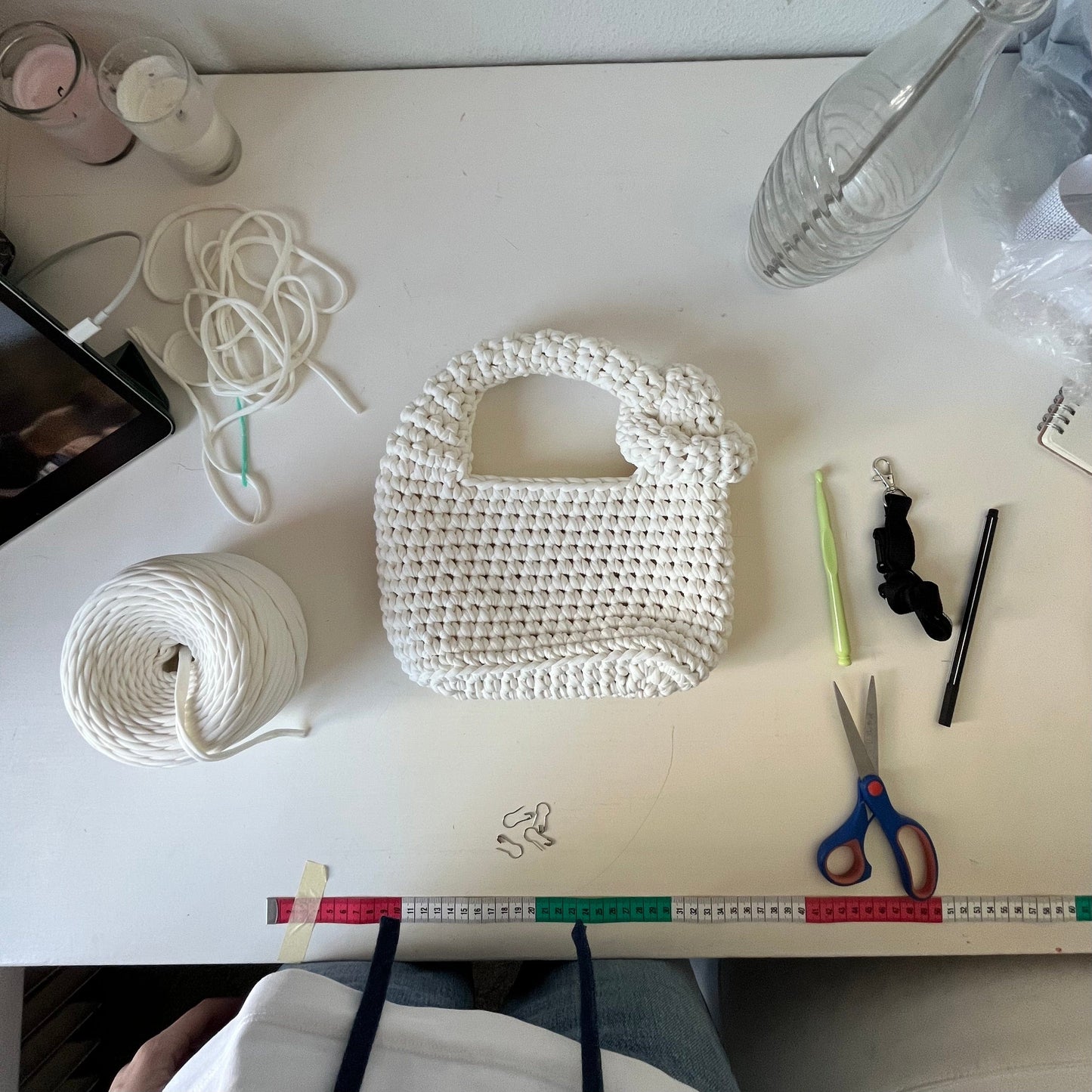 Festnetz SIGGY BAG CROCHET PATTERN for a Small Handbag, White