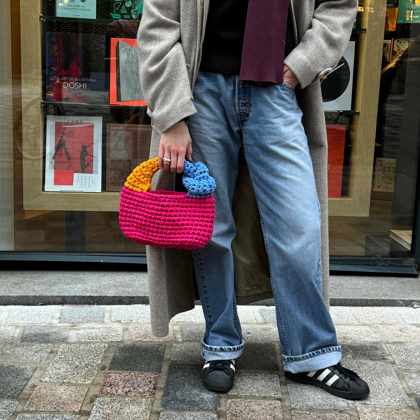 Festnetz SIGGY BAG CROCHET PATTERN for a Small Handbag, Pink, Blue, Orange