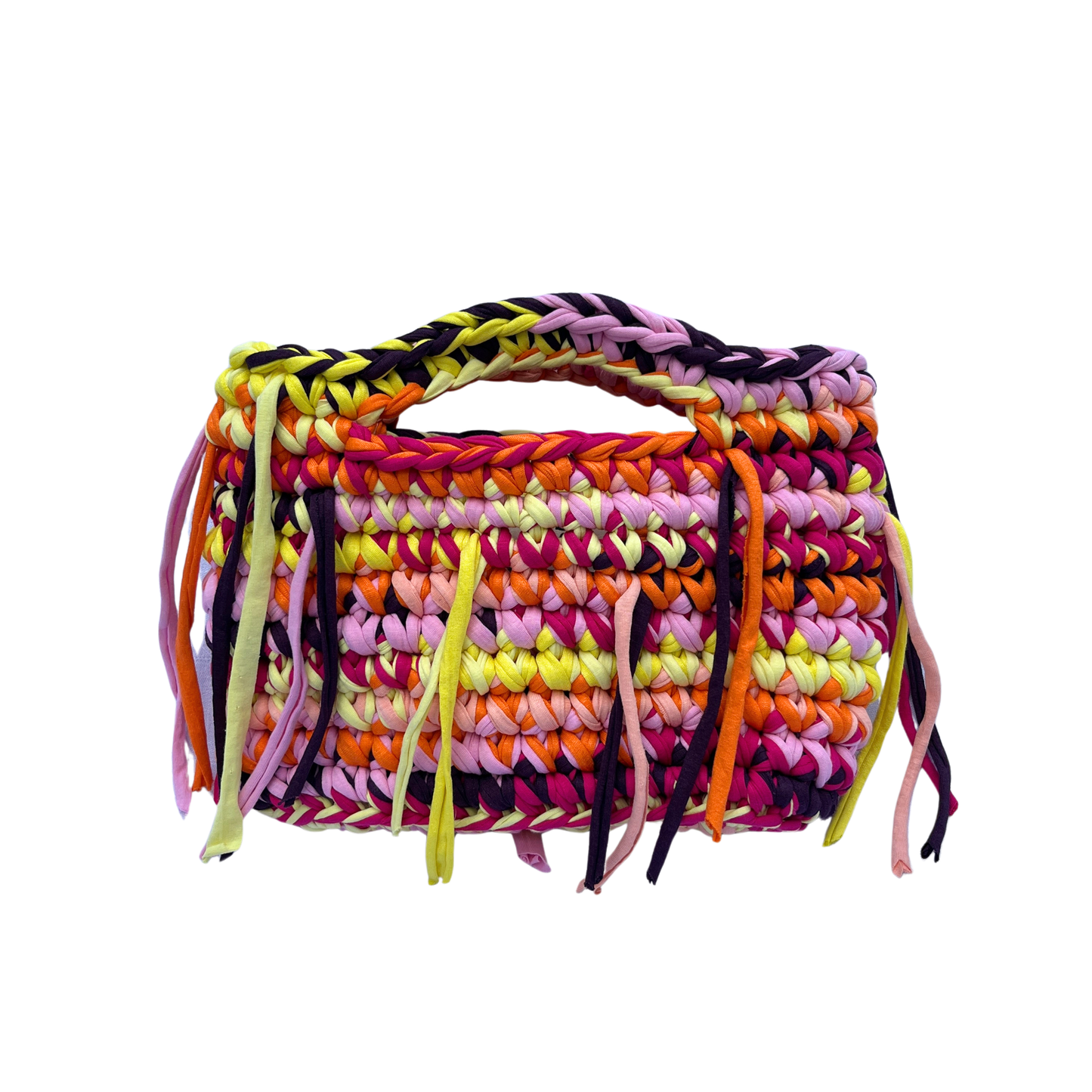 JOSI BAG - Small Handmade Crochet Bag in Yellow Tones with Fringe