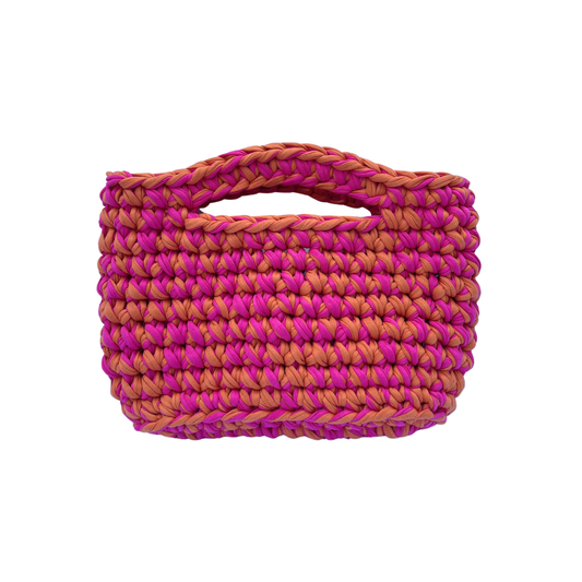 JOSI BAG - Small Handmade Crochet Bag in Orange and Pink