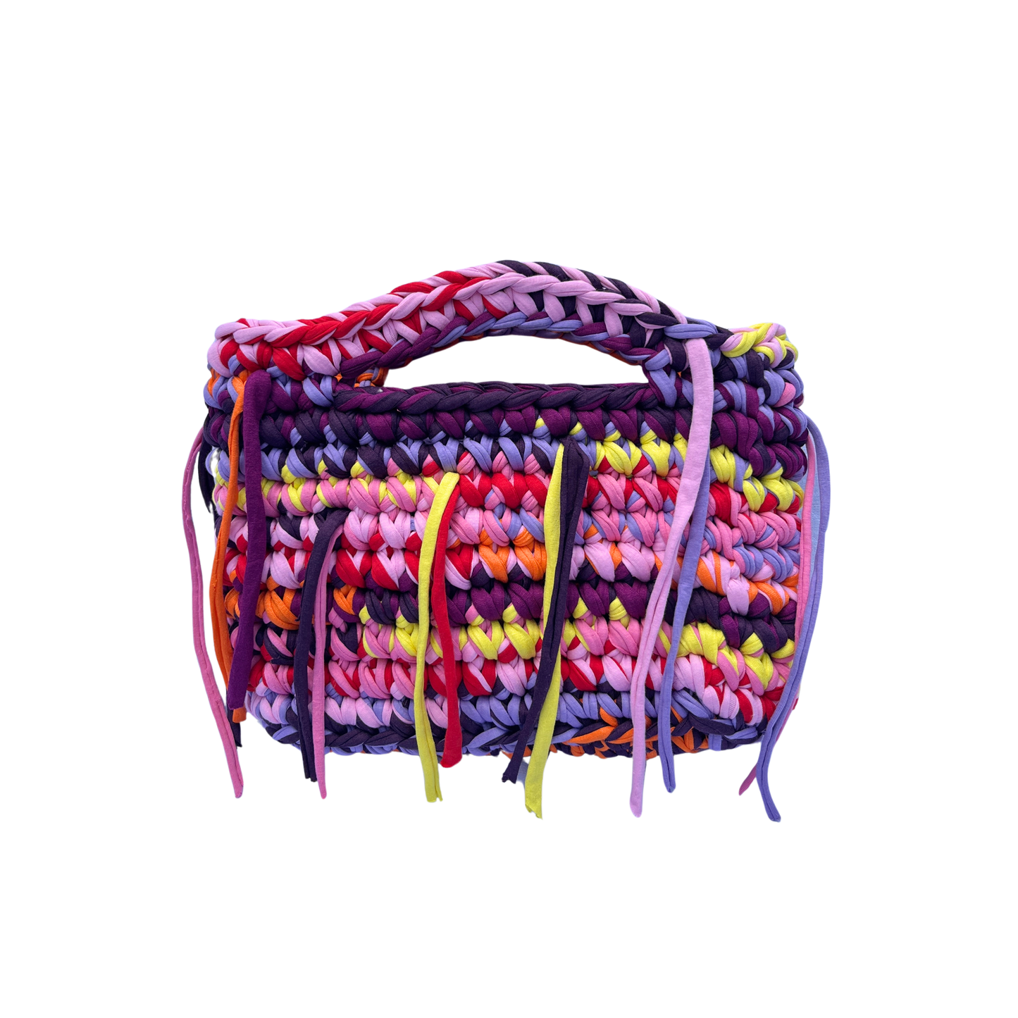 JOSI BAG - Small Handmade Crochet Bag in Lilac Tones with Fringe