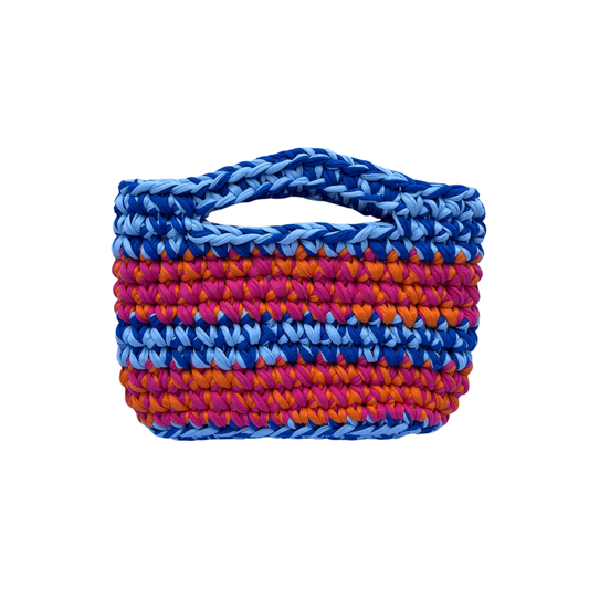 JOSI BAG - Small Handmade Crochet Bag in Orange, Pink and Blue