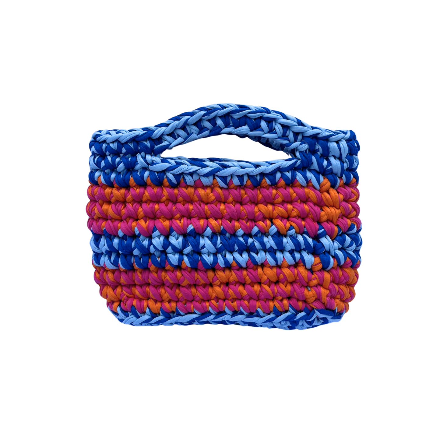 JOSI BAG - Small Handmade Crochet Bag in Orange, Pink and Blue