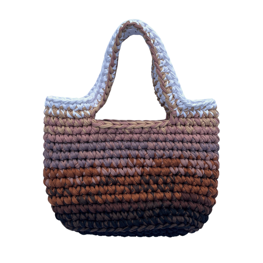 TOTE BAG - Handmade Crochet Shopper Bag in Brown Tones