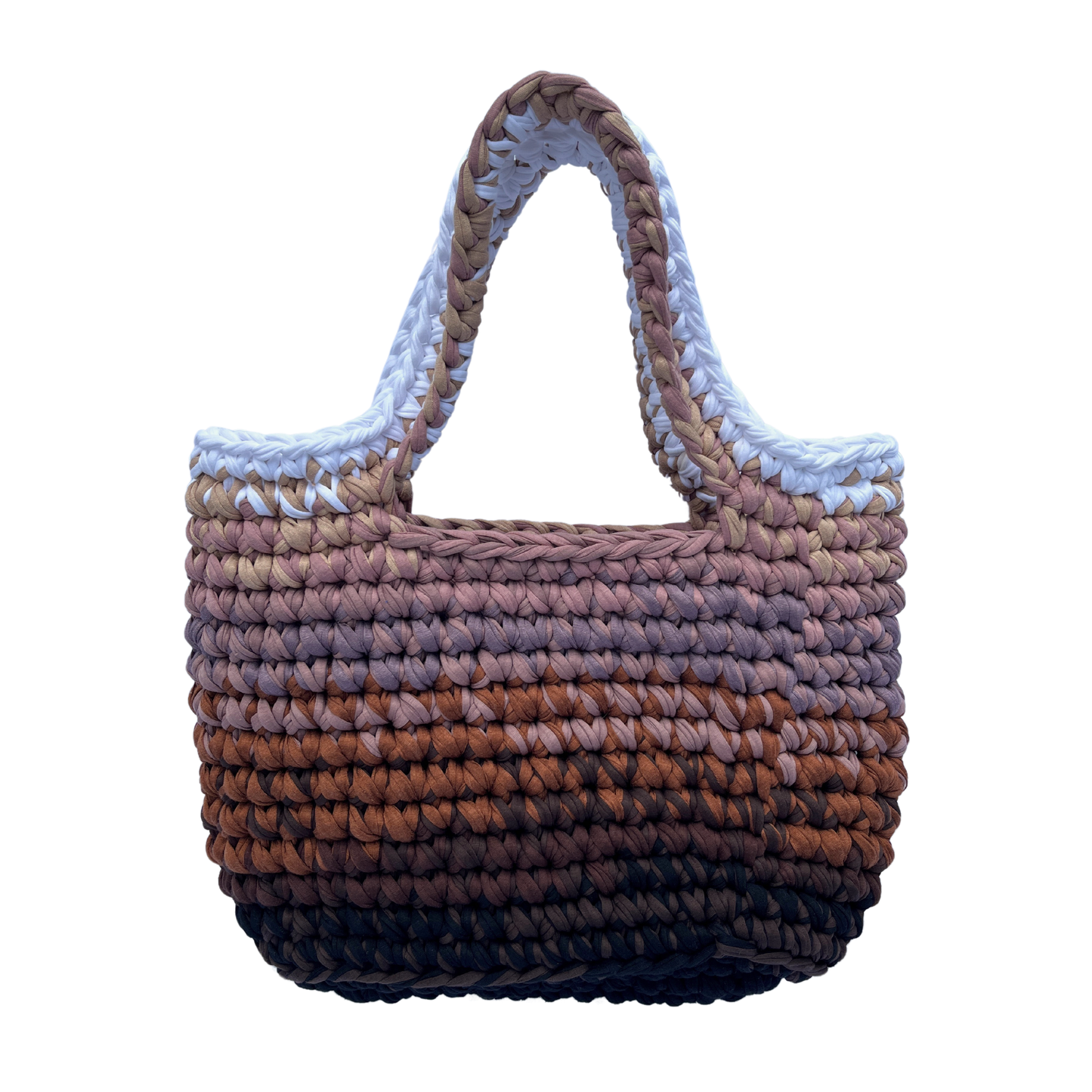 TOTE BAG - Handmade Crochet Shopper Bag in Brown Tones