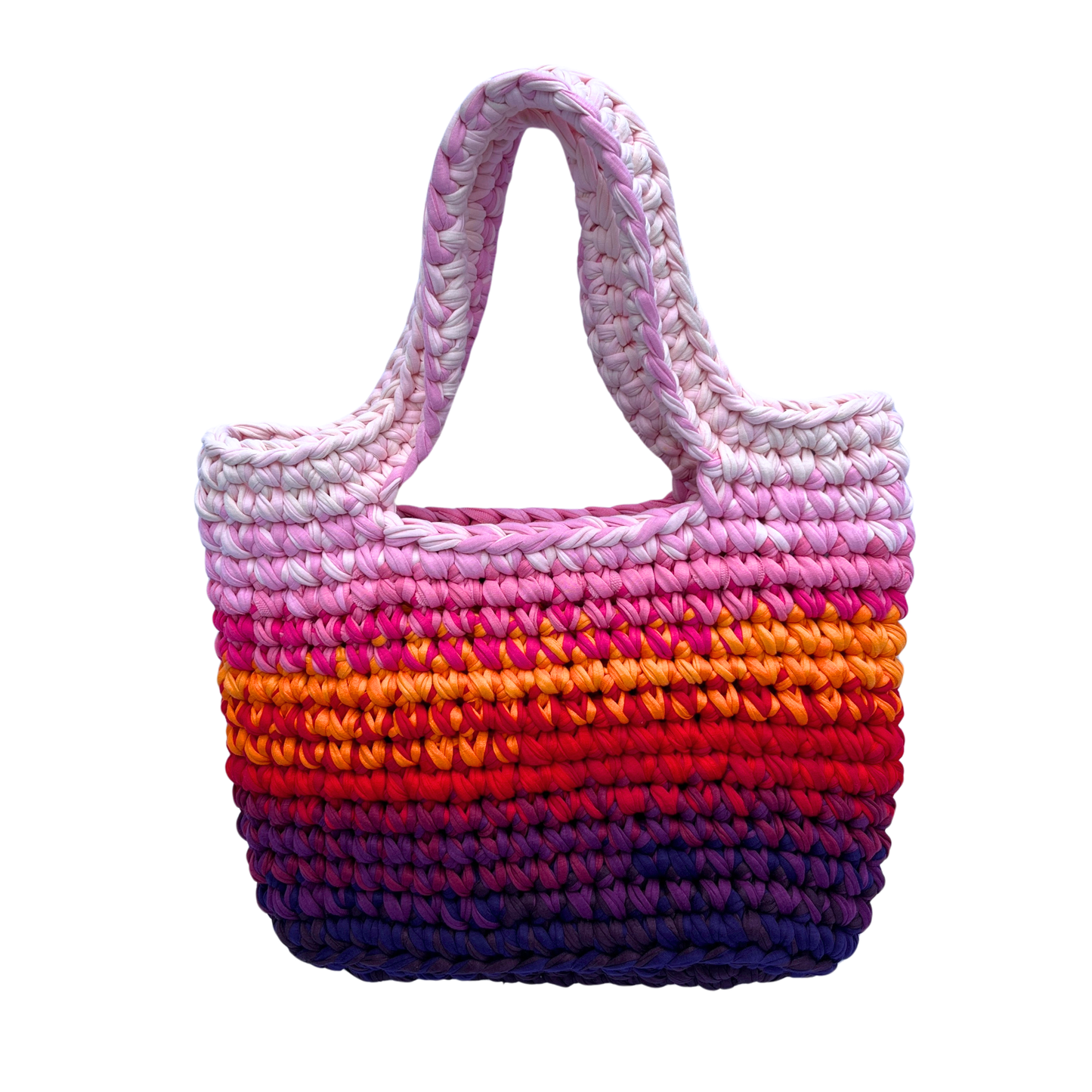 TOTE BAG - Handmade Crochet Shopper Bag in Pink Tones