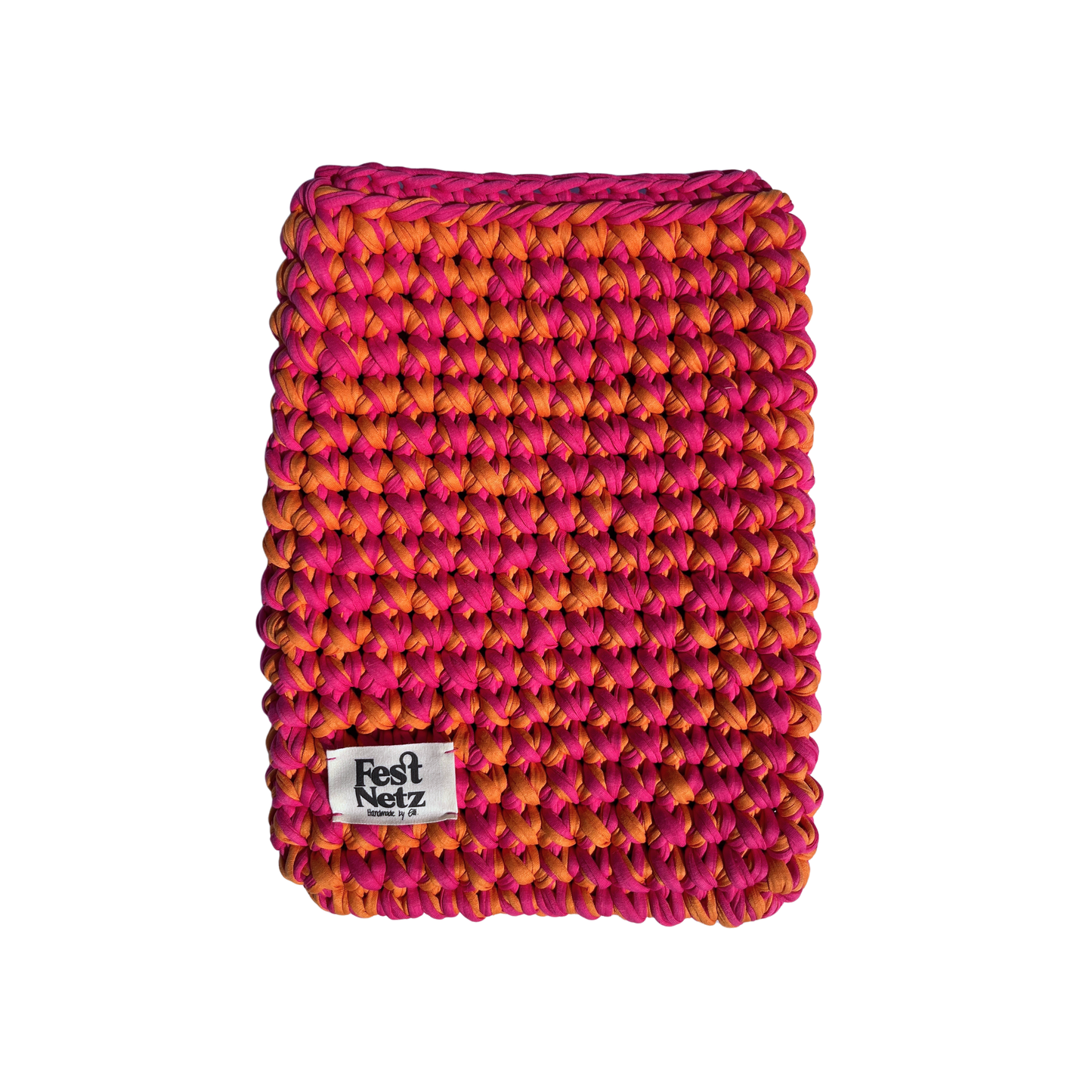 CASEY SLEEVE - Handmade Crochet Laptop Sleeve in Orange and Pink