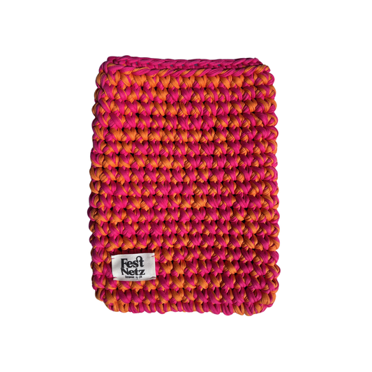 CASEY SLEEVE - Handmade Crochet Laptop Sleeve in Orange and Pink