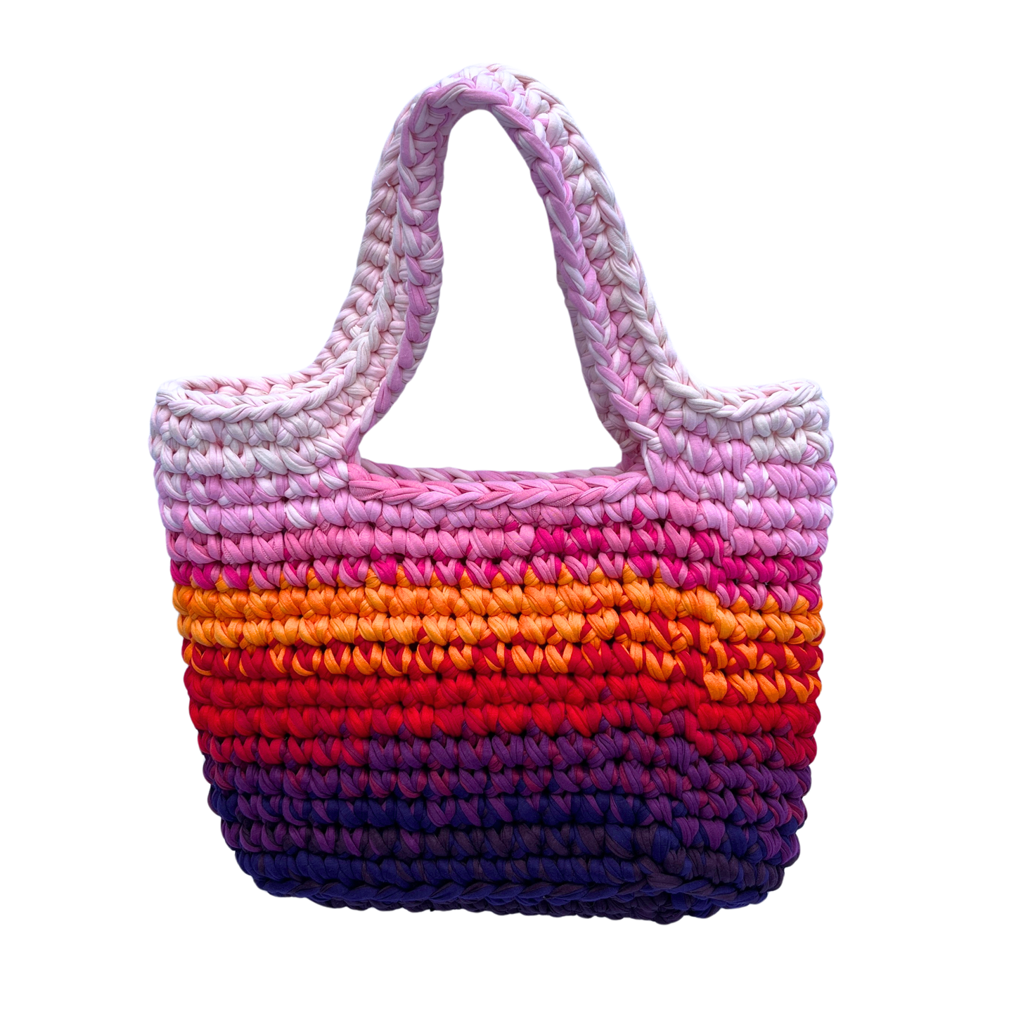 TOTE BAG - Handmade Crochet Shopper Bag in Pink Tones