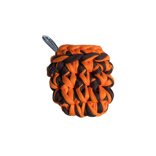 LOTTE CASE - Handmade Crochet Headphone Case in Orange and Dark Brown