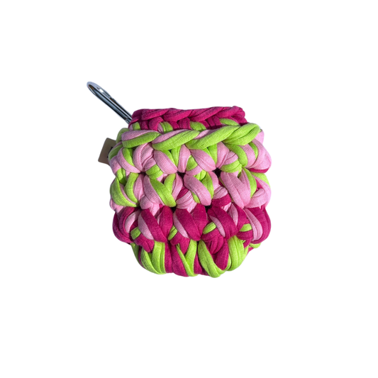 LOTTE CASE - Handmade Crochet Headphone Case in Pink and Green