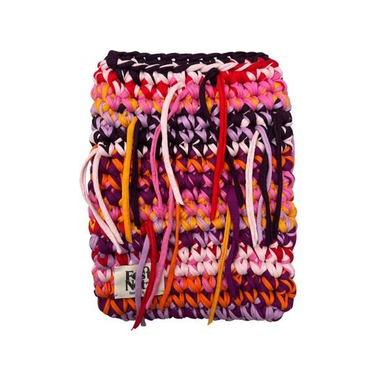 CASEY SLEEVE - Handmade Crochet Tablet Sleeve in Orange and Pink Tones with Fringe