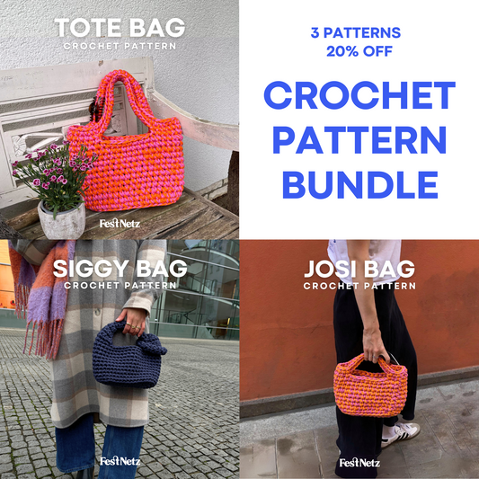 3 PATTERN BUNDLE - Josi, Siggy and Tote Bag Crochet Patterns