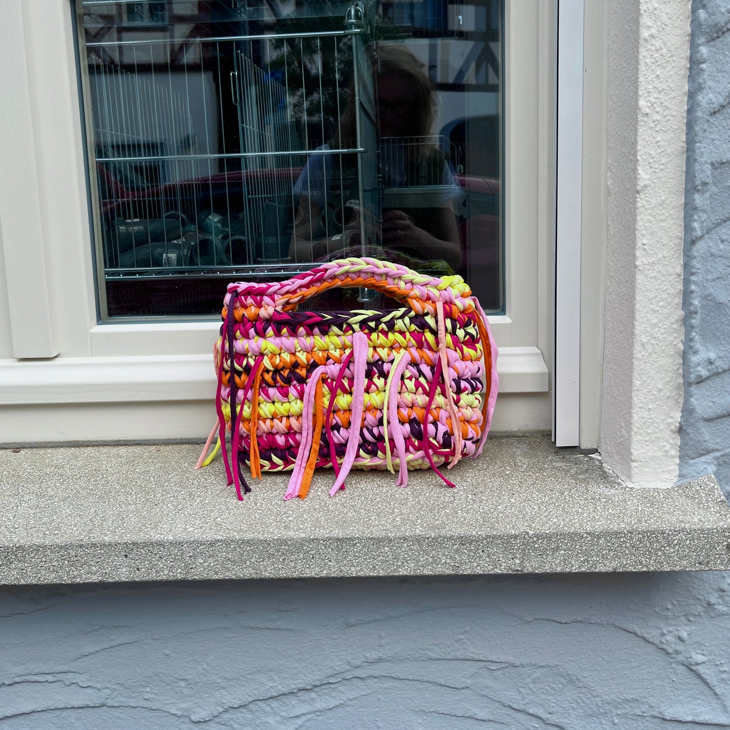 JOSI BAG - Small Handmade Crochet Bag in Yellow Tones with Fringe