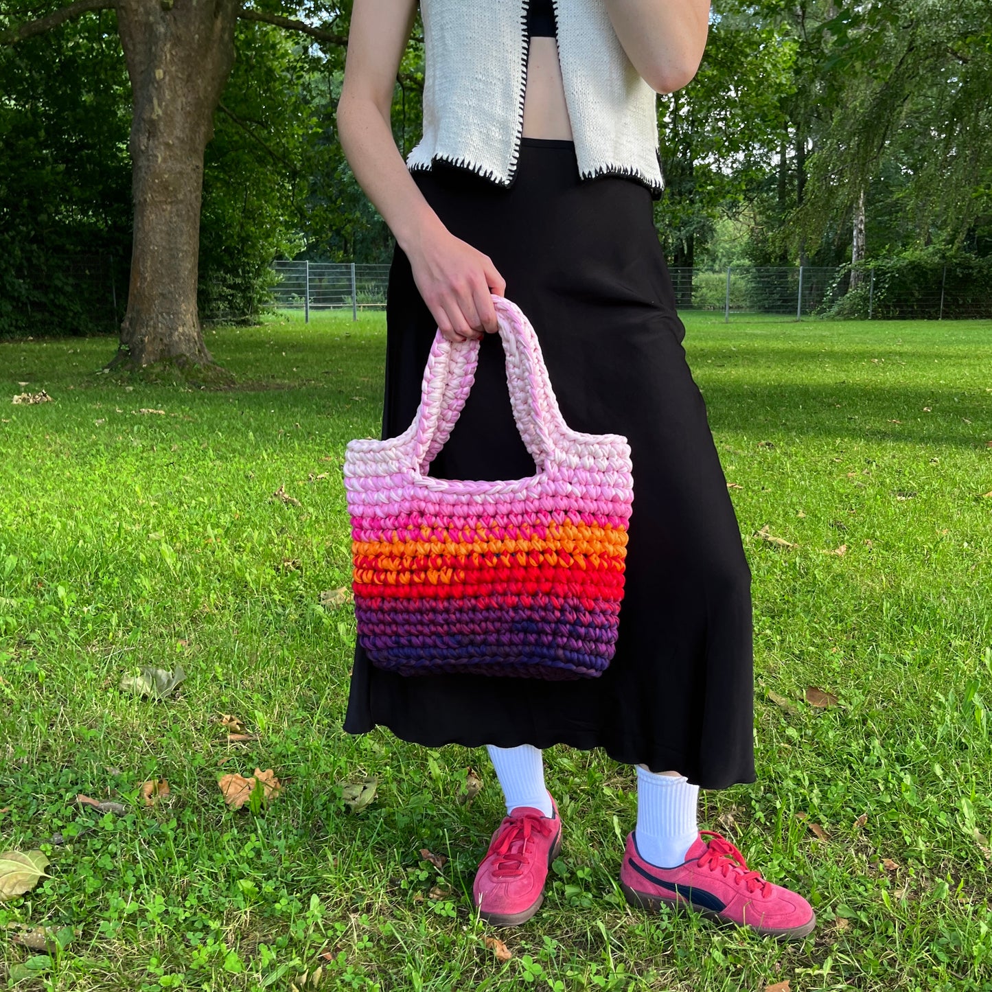 TOTE BAG - Handmade Crochet Shopper Bag in Pink Tones