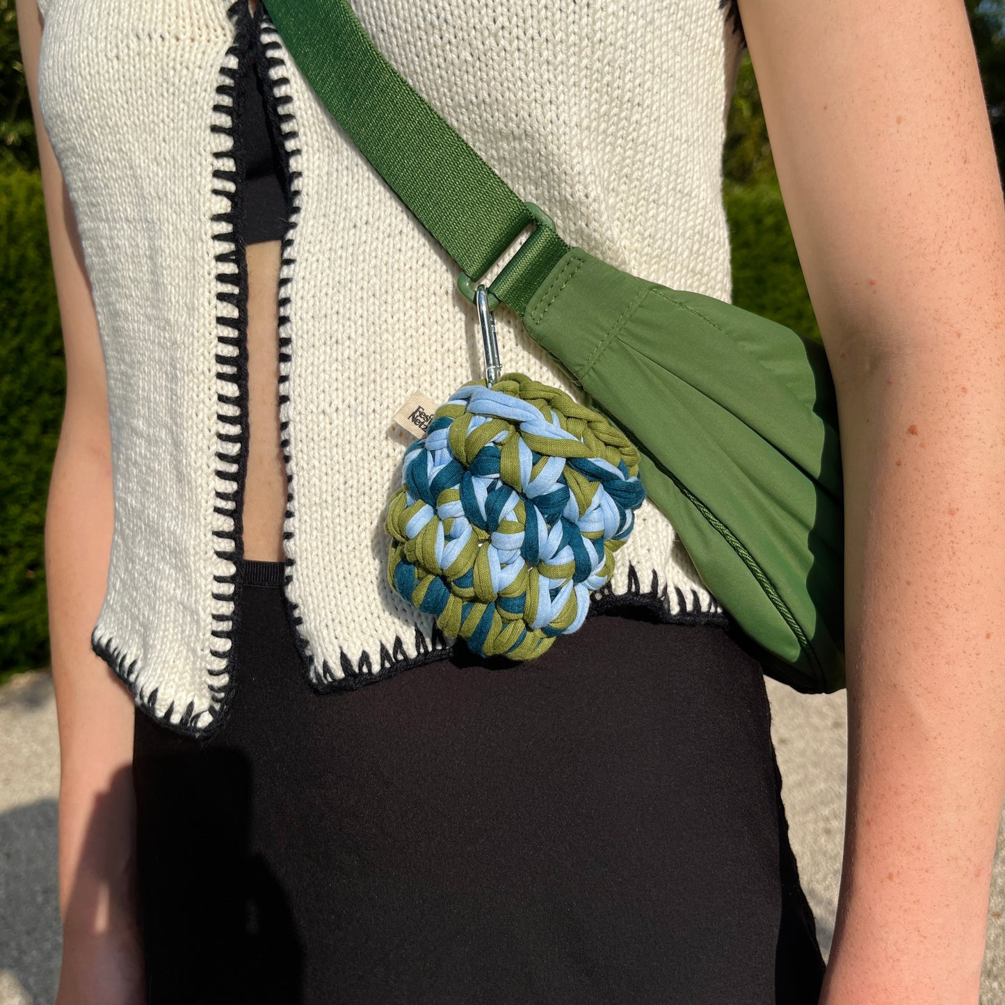 LOTTE CASE - Handmade Crochet Headphone Case in Green and Blue