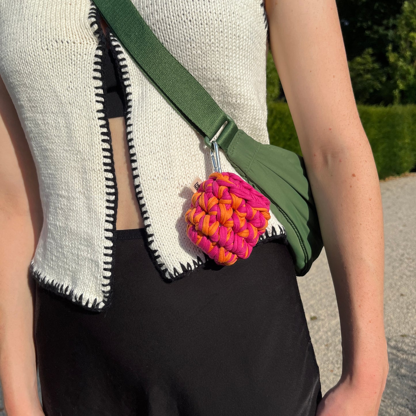 LOTTE CASE - Handmade Crochet Headphone Case in Dark Orange and Dark Pink