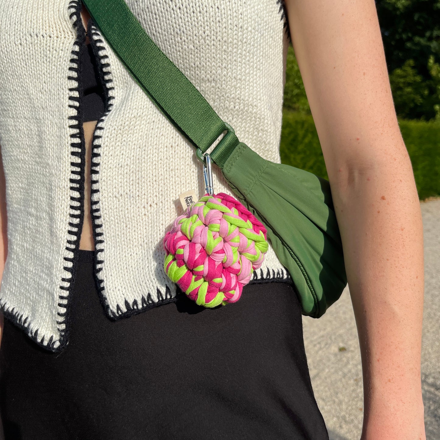 LOTTE CASE - Handmade Crochet Headphone Case in Pink and Green