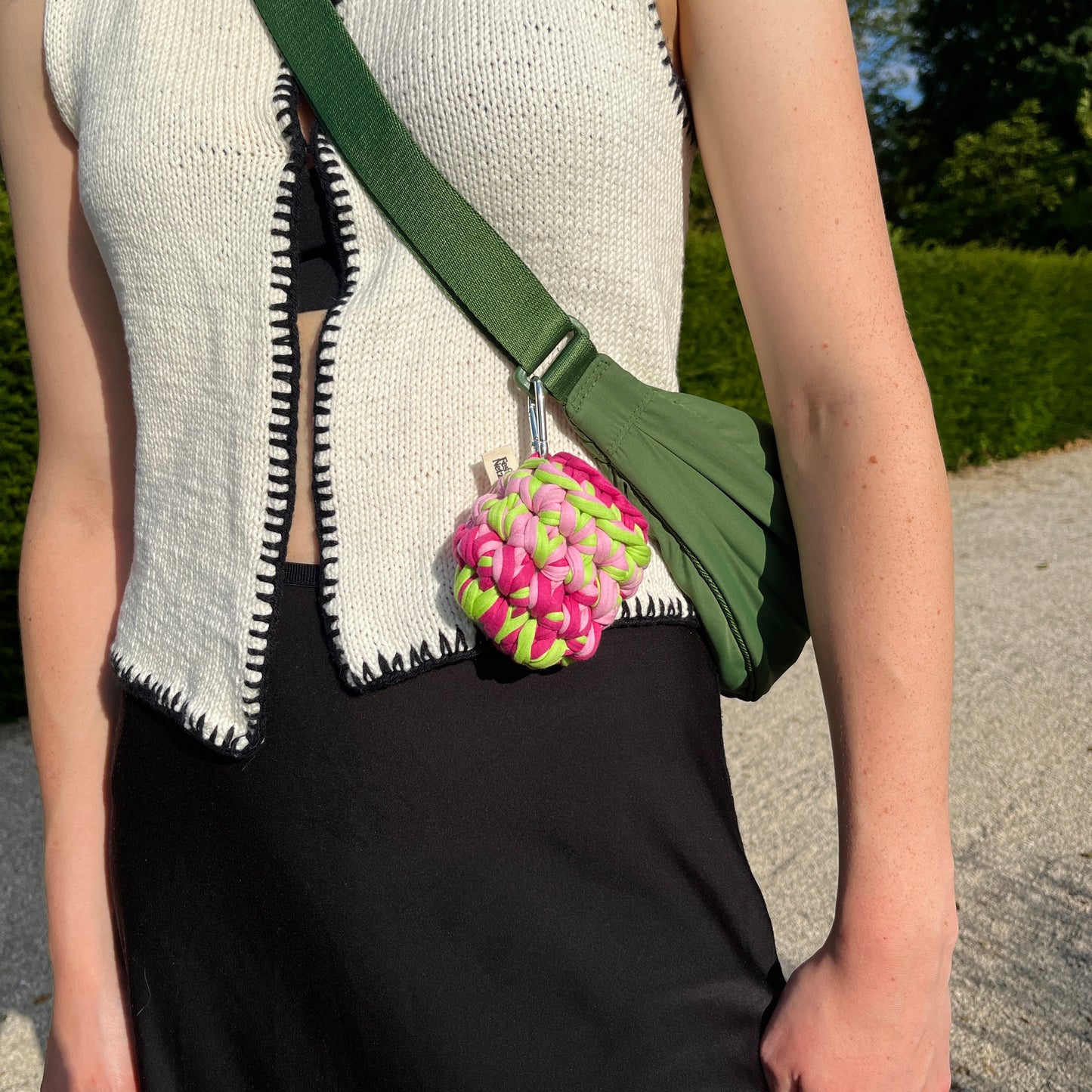 LOTTE CASE - Handmade Crochet Headphone Case in Pink and Green