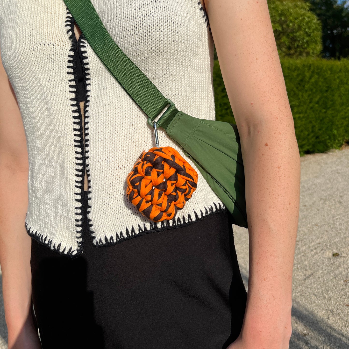 LOTTE CASE - Handmade Crochet Headphone Case in Orange and Dark Brown