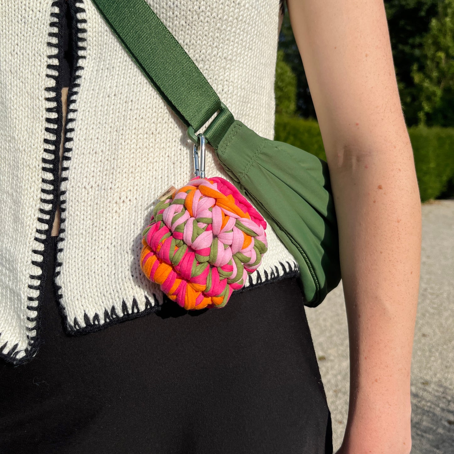 LOTTE CASE - Handmade Crochet Headphone Case in Pink, Orange and Green