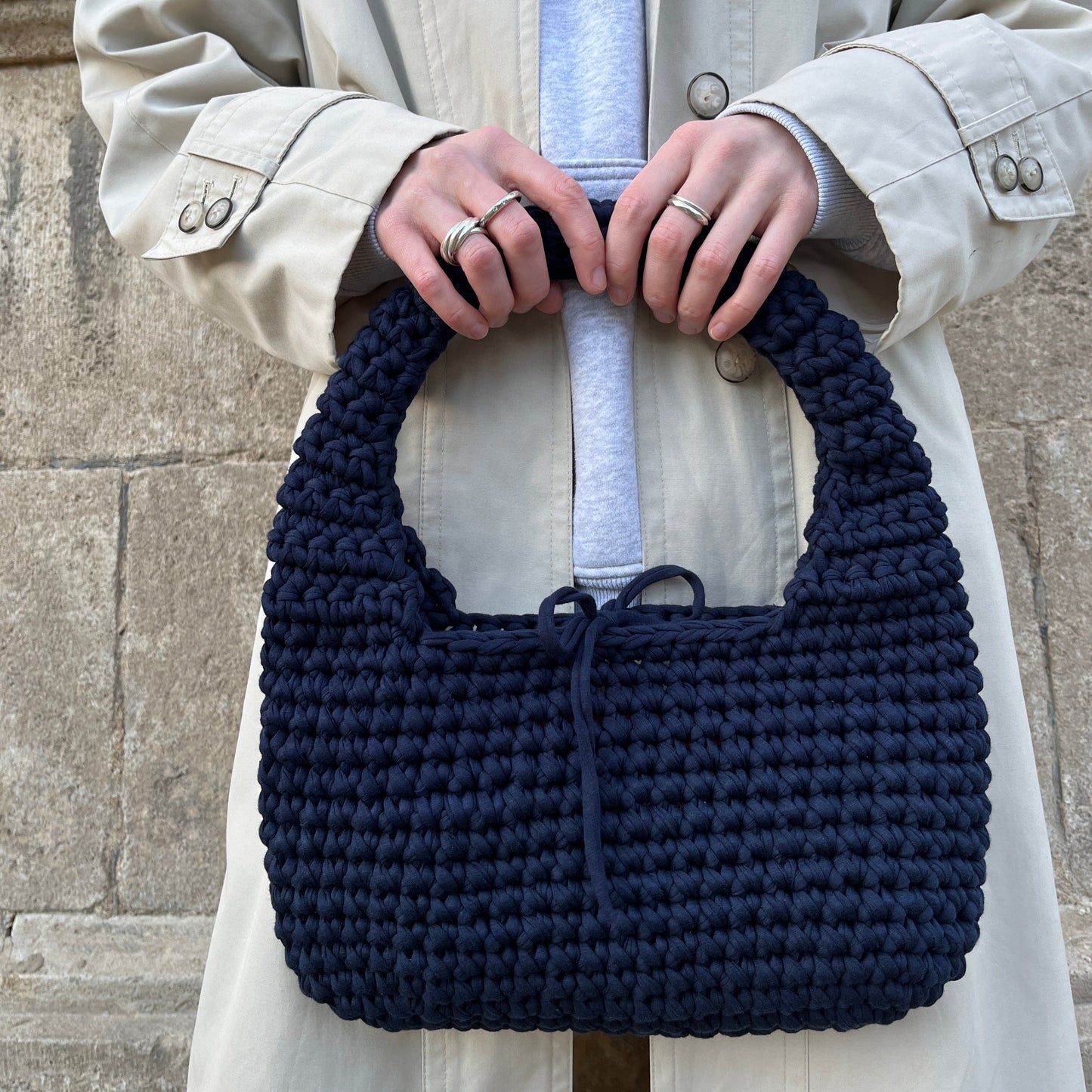 LILO BAG - Handmade Crochet Shoulder Bag in Navy Blue