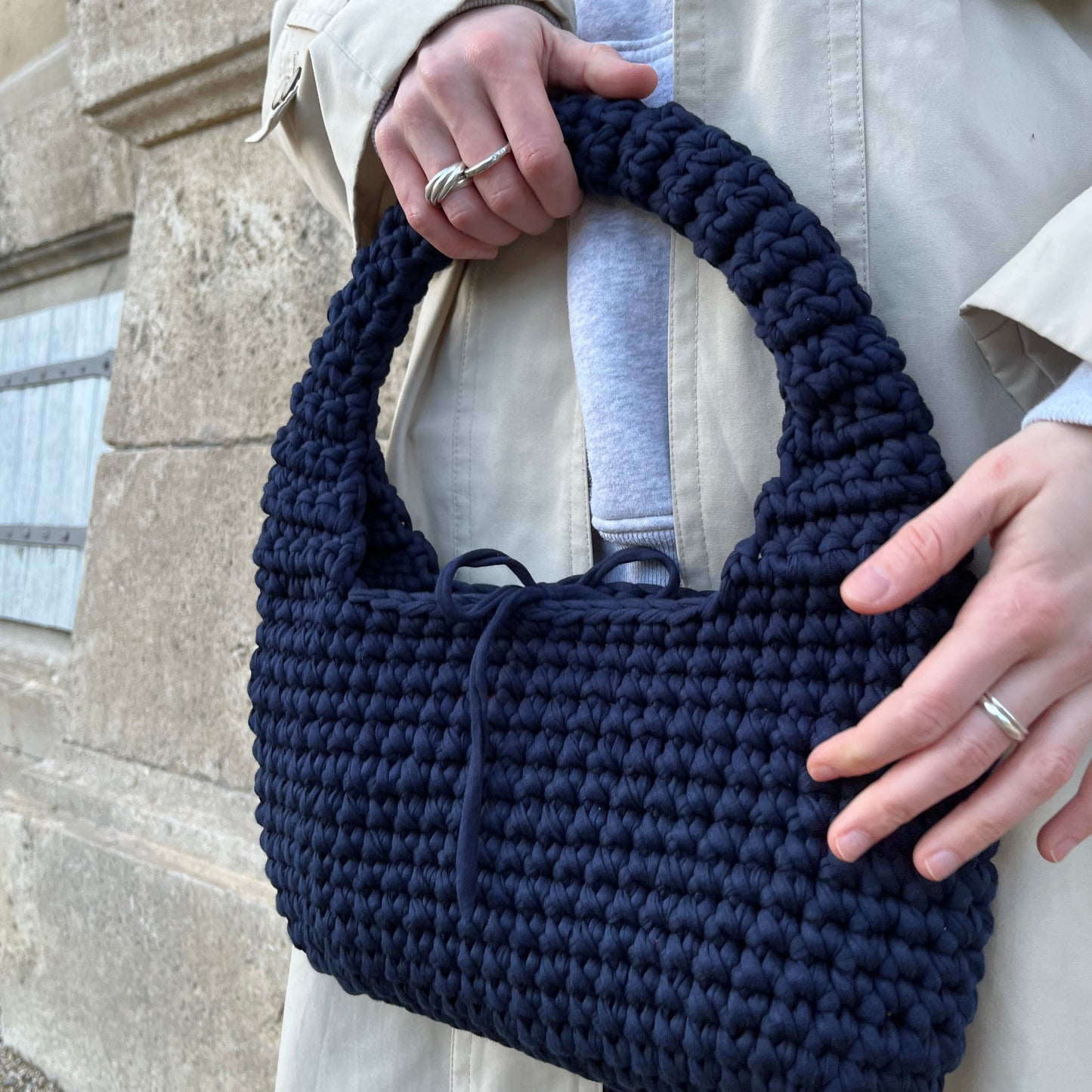 LILO BAG - Handmade Crochet Shoulder Bag in Navy Blue