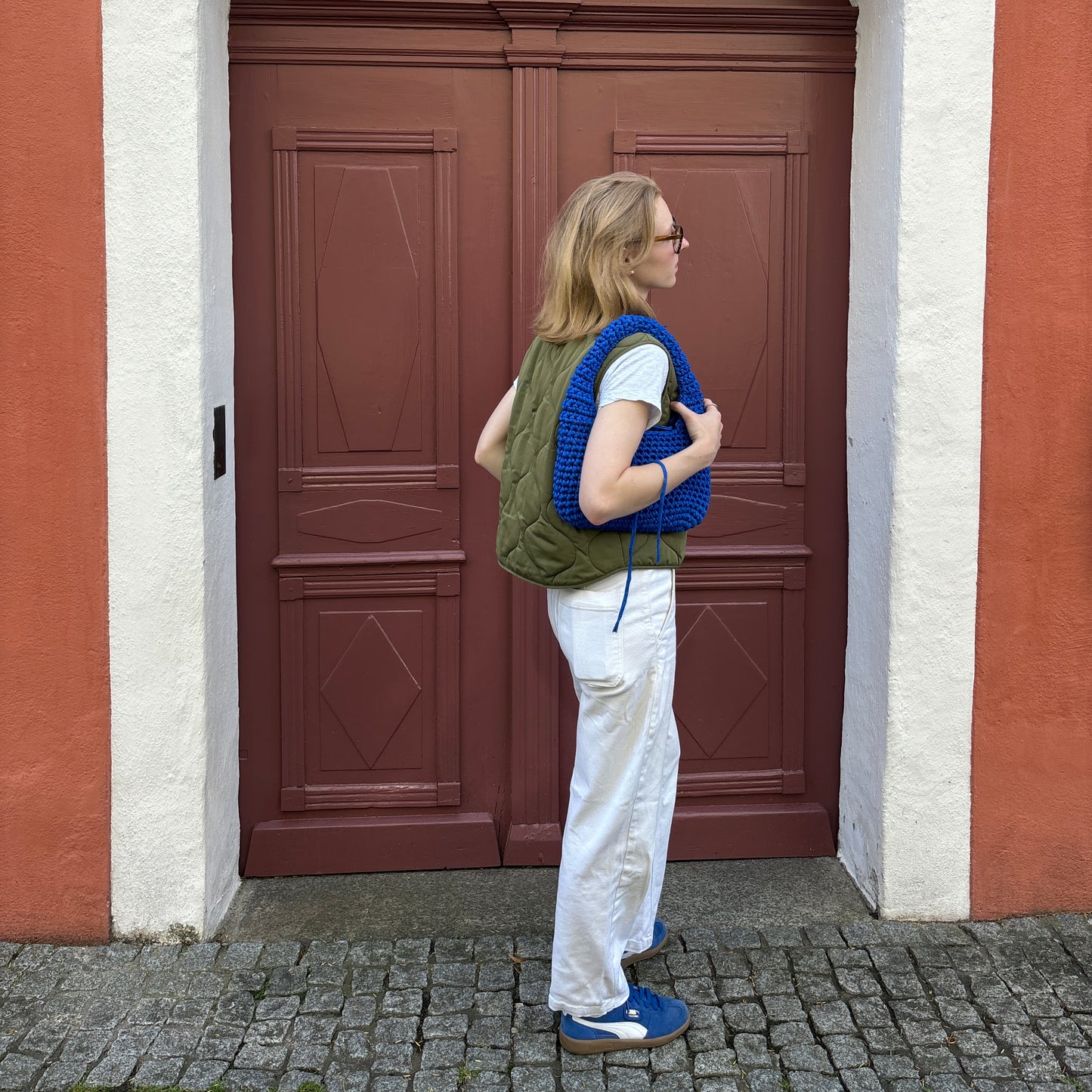 LILO BAG - Handmade Crochet Shoulder Bag in True Blue