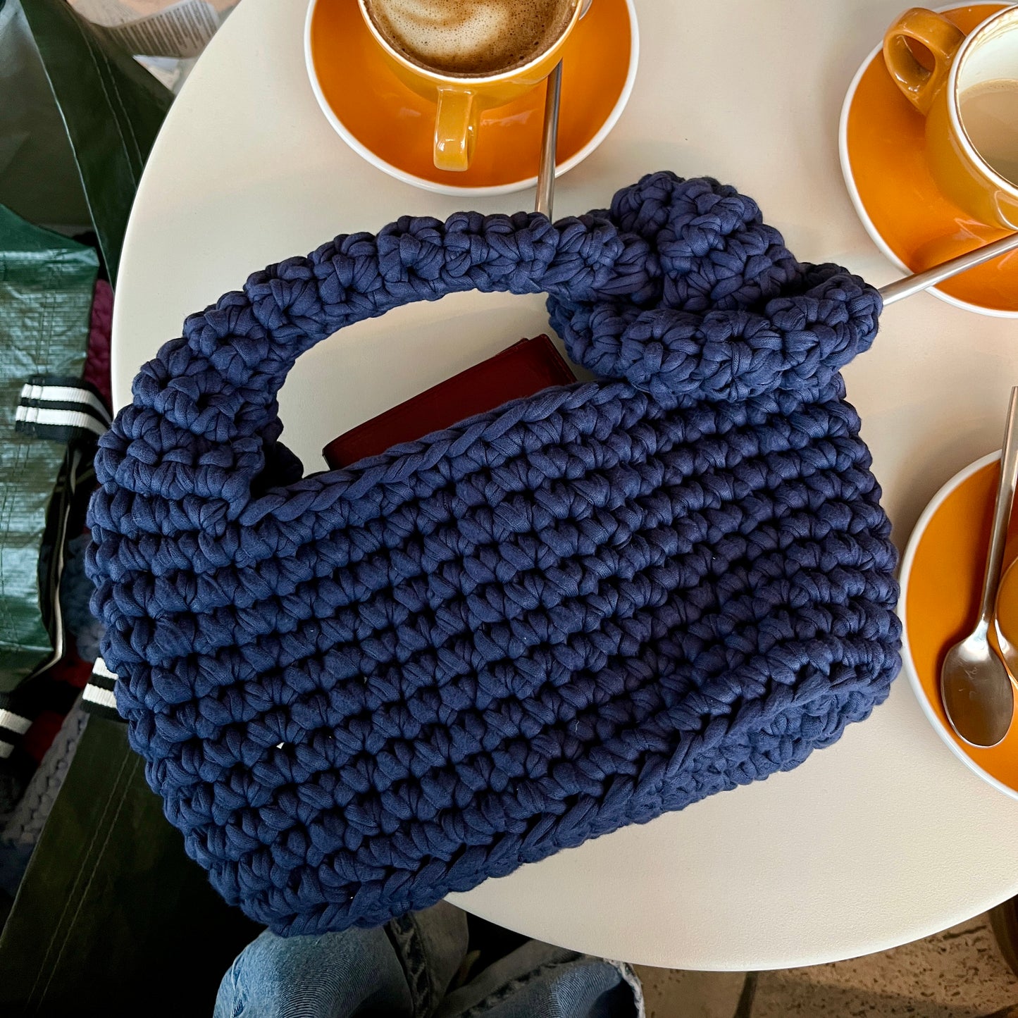 SIGGY BAG - Small Handmade Crochet Bag in Navy Blue